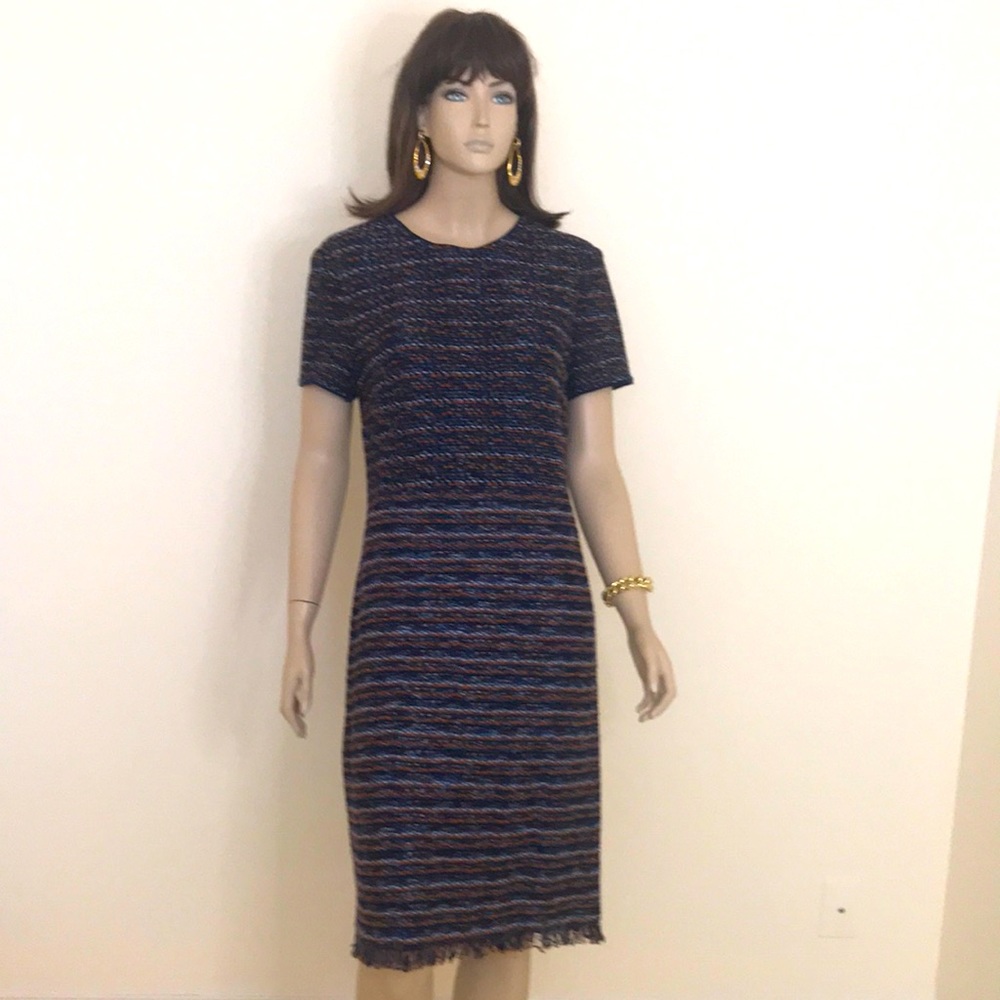 ST. JOHN SIZE 10 TWEED KNIT DRESS.